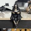 Resin Skeleton Firefighter Shelf Sitter Halloween Skull Fireman Figurine In Sitting Pose Creative Desk Bookshelf Decor Ornament
