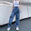 Butterfly Print Loose Casual Wide-leg Jeans Women High Waist Streetwear Pants Women Jeans Pants
