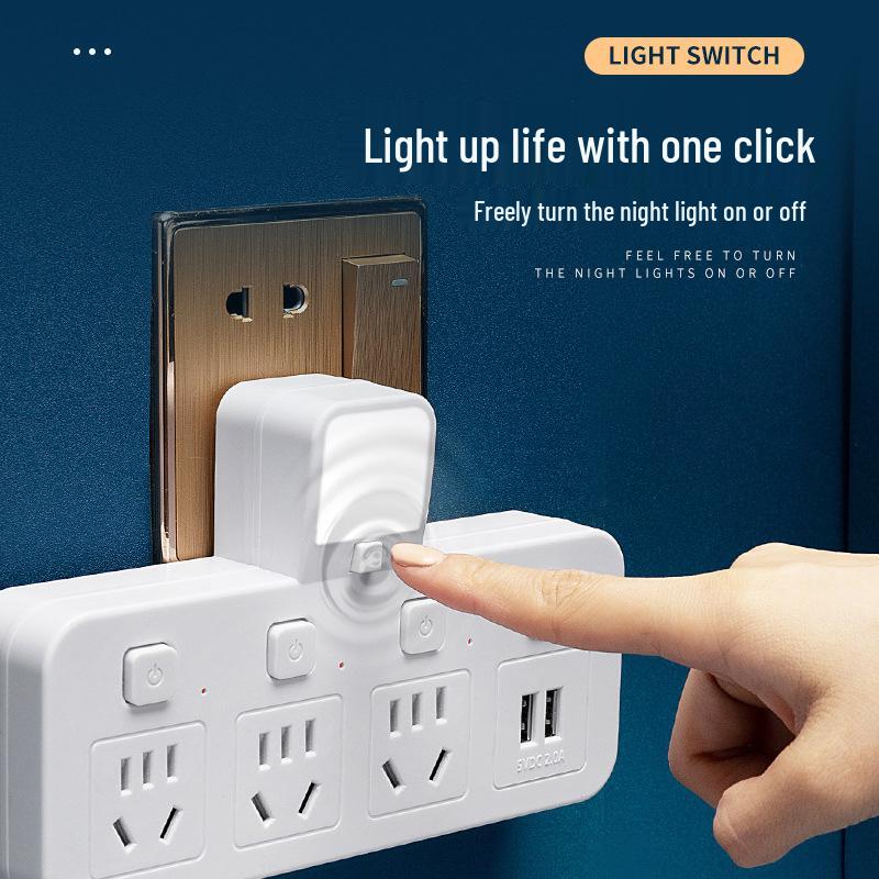 Multi-Outlet Power Strip with USB, Wireless Converter, Night Light, and Individual Switches for Home Office