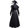 Costume Steampunk Medievale Dottore della Peste per Adulti Coppie Outfit Cosplay di Halloween Nero S-5XL