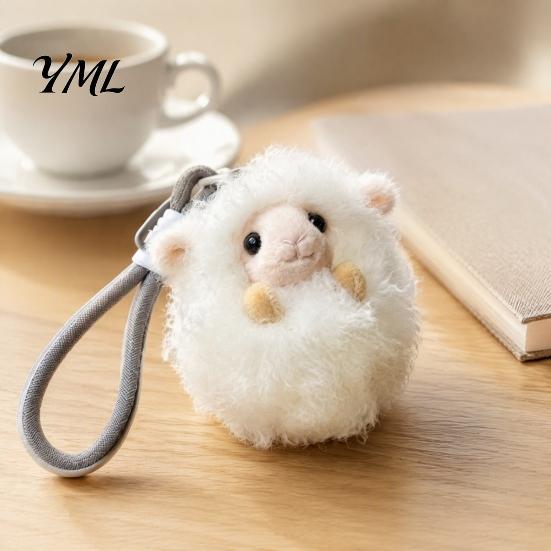Birthday Present for Children Soft Stuffed Animal Wristlet Keychain, Fluffy Plush Sheep Hedgehog Bag Washable Small Ornament Charm, Cute Accessory