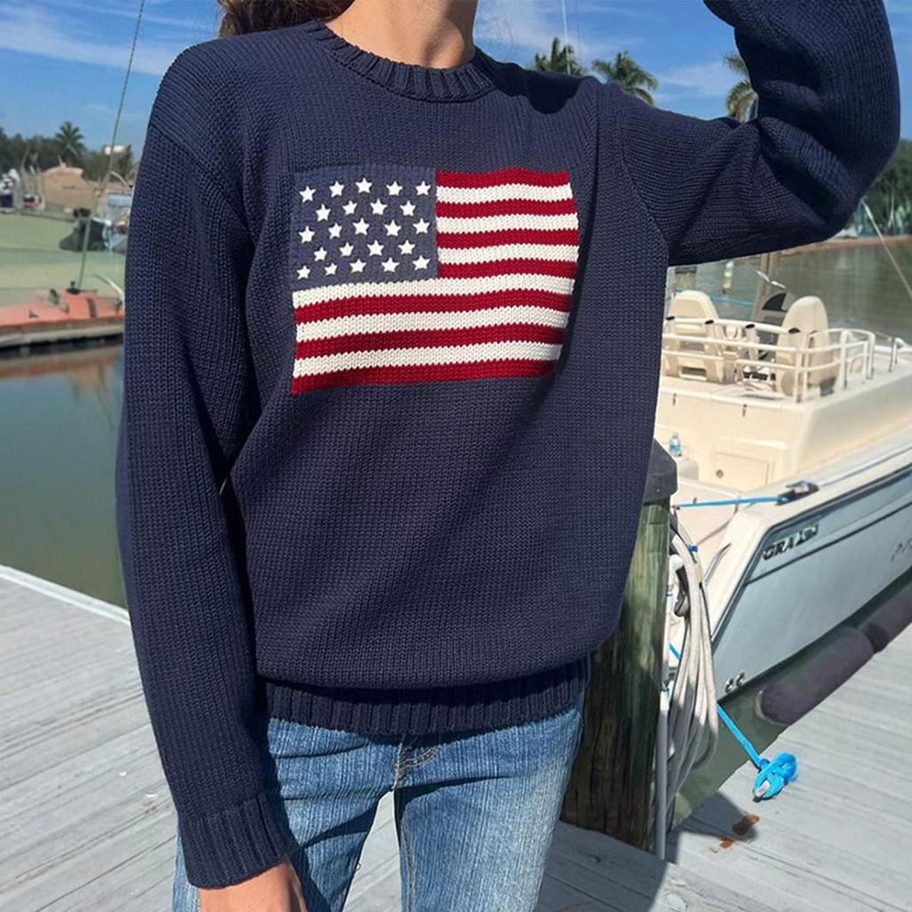 2025 Autumn/Winter Cross-Border Women's Loose Knit Sweater for Easter & Independence Day