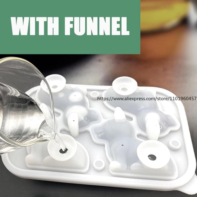3D corgi dog ice tray Home made ice mold Silicone ice mold with cover Easy demoulding BPA free, suitable for whisky and cocktail