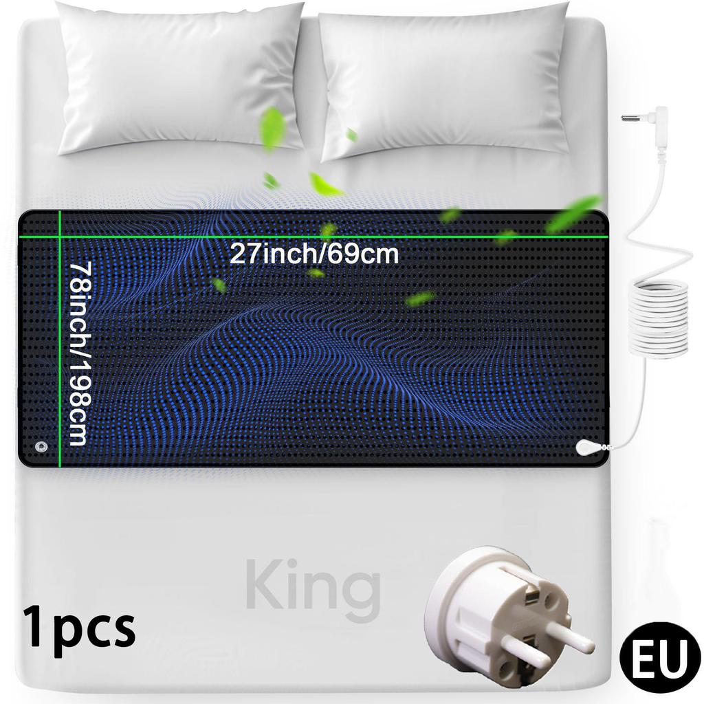 Grounding Mat for Bed Anti Slip PU Leather Grounding Pad with Grounding Cord Improves Sleep Relieves Stress & Pain