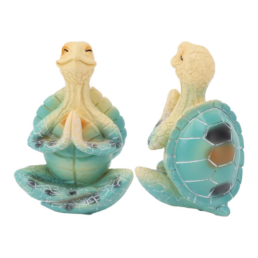 Sea Turtle Yoga Figurine Decoration Summer Meditating Decor Spring Garden Resin Handicraft