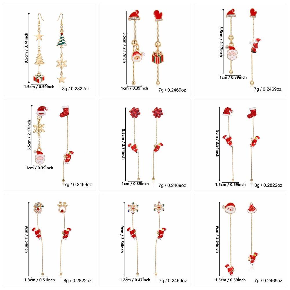 Tassel Christmas Earrings Rhinestone Moving Santa Claus Dangle Earrings Christmas Jewelry Girls