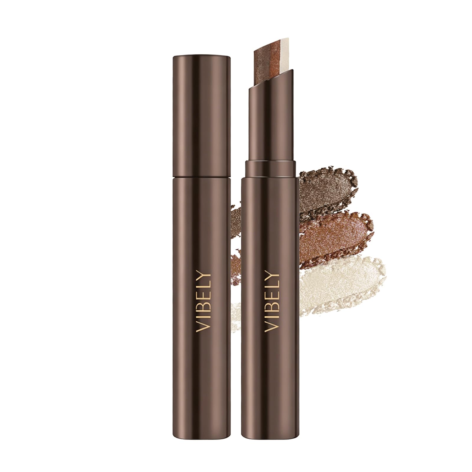 METYSUR Stick Eyeshadow - 3-Color Gradient Crayon Eyeshadow - One Swipe, Glitter, High Color Payoff, Long-Lasting, Waterproof, Smudge-Proof, Creates