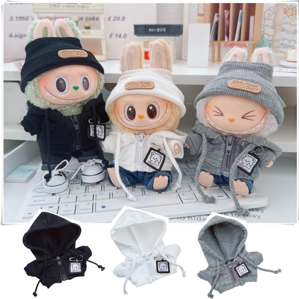 17cm Labubu Medvěd Ležérní Bunda Oblečky pro Panenky - Roztomilé Plyšové Svrchní Oblečení pro Pullip Blythe OB11 BJD, Kawaii Medvědí Kabát