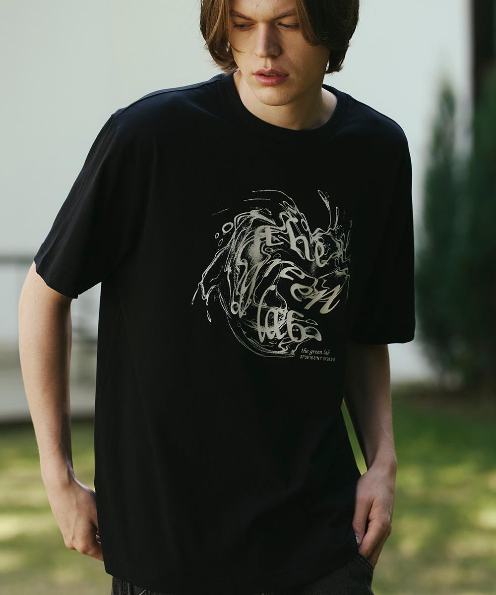 The Green Lab Water Vintage Graphic Short Sleeve T-Shirt [Black] R/L