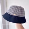 Minimalist Plaid Splicing Fashion Fisherman Hat Children's Autumn New Elegant Versatile Basin Hat Sunscreen Shade Cloth Hat Tide