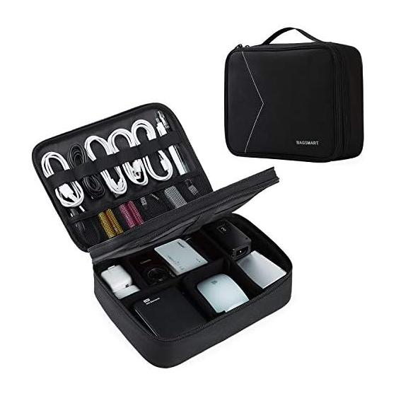 [BAGSMART] Cable Organizer Bag, Gadget Pouch, Gadget Case, Gachet Storage Pouch, Travel Pouch, Accessory Case, Cable Storage, Divider, Double Layered