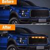 Auto Frontgrill LED Licht Geräuchert Bernstein Weiß Universal Grillleuchte Beleuchtung Adleraugenlampe für Offroad Kofferraum SUV Ford Toyota