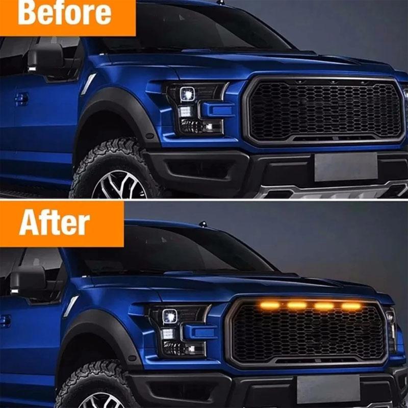 Car Front Grille LED Light Smoked Amber White Universal Grill Light Lighting Eagle Eye Lamp for Off Road Trunk SUV Ford Toyota