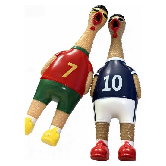 1/2Pcs Football Theme Screaming Chicken Toy, Stress Relief Cartoon Football Star Chick Squeeze Toy, Game Day Cheer Gift for Soccer Fans