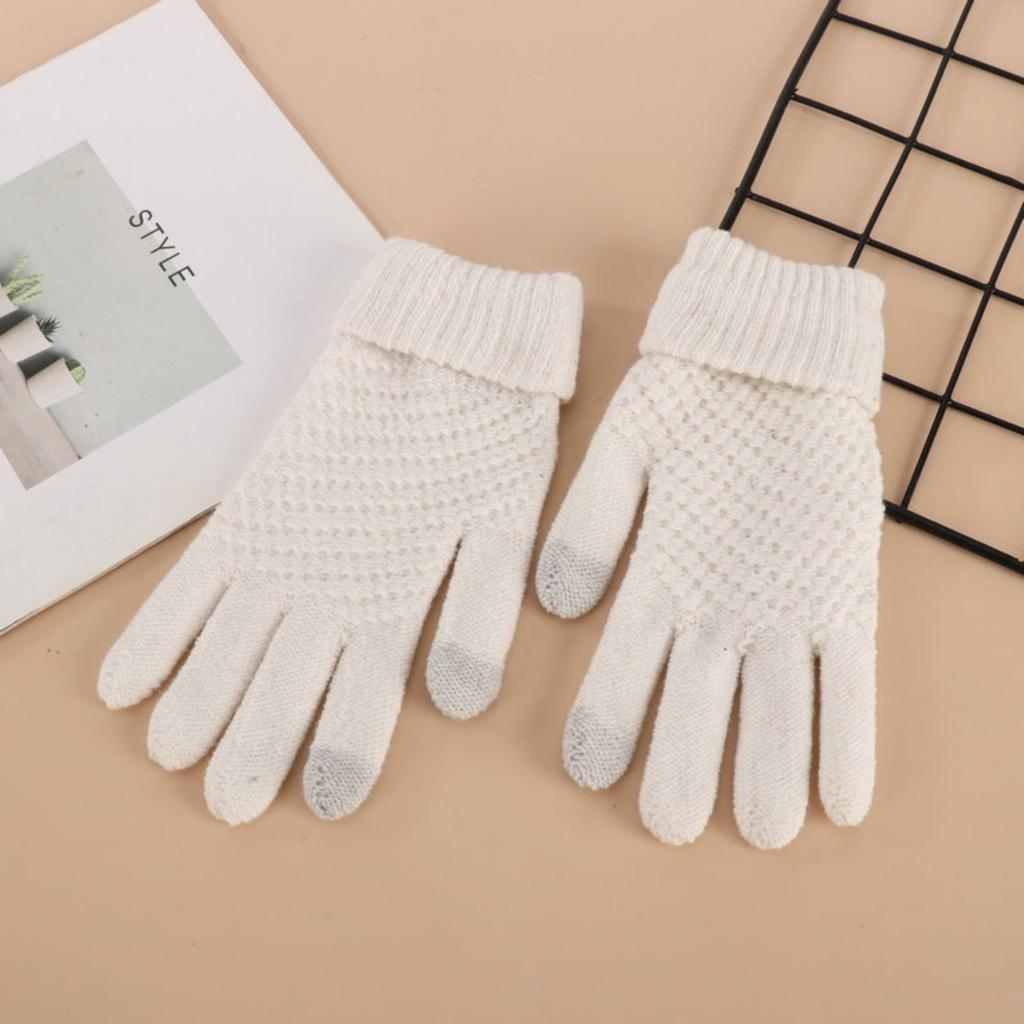 Winter Thick Plush, Pineapple Knit, Touch Screen, Cycling Cold Proof, Plush Pattern, Warm Gloves