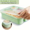 Student Square Lunch Box 4 Compartments, Bento Box Snack & Dry Fruit Container, Food Storage Snack Plate, Leak-Proof