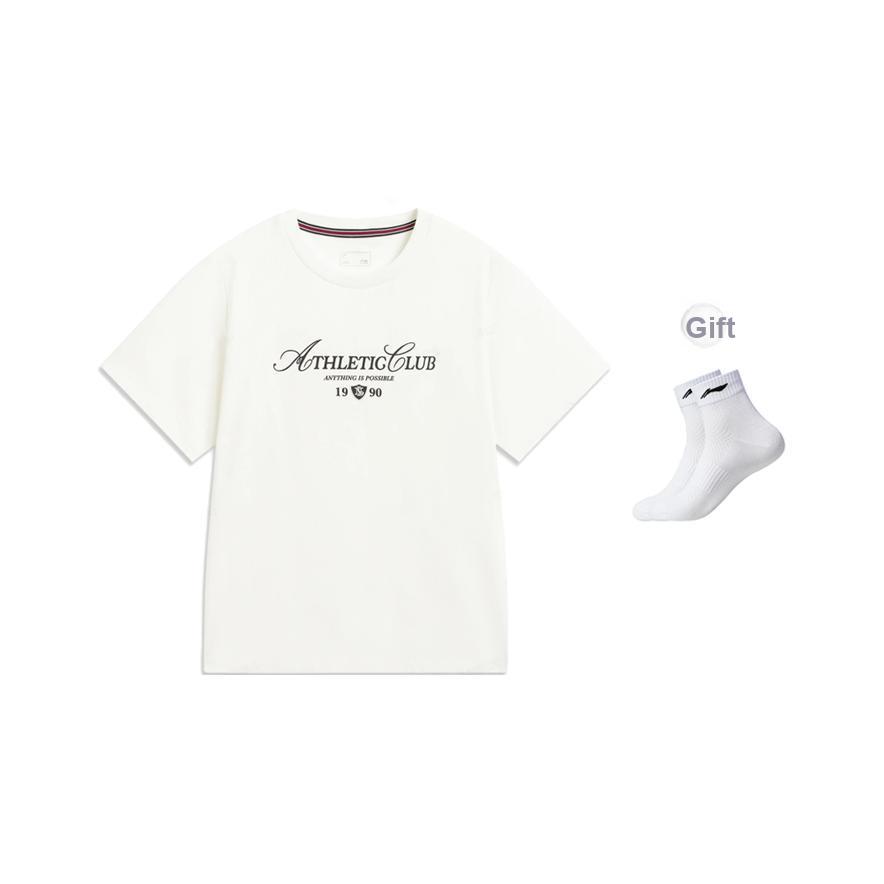 Li Ning Sports Trend Series Round Neck Pullover Casual Letter Short Sleeve Regular T-Shirt Women Tops AHSW312-5