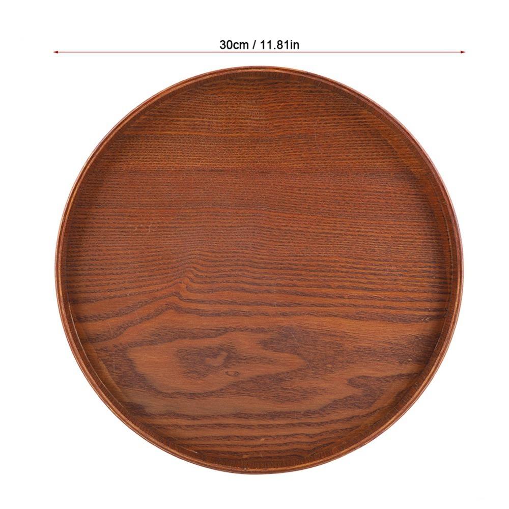 Solid Wood Wooden Plate Round Shape Tea Tray Coffee Serving Wood Serving Tray  Home Kitchen