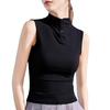 Women Slim Fitting Black Sleeveless Semi Turtleneck Top Thin Bottoming Shirt New Early Autumn Tshirt
