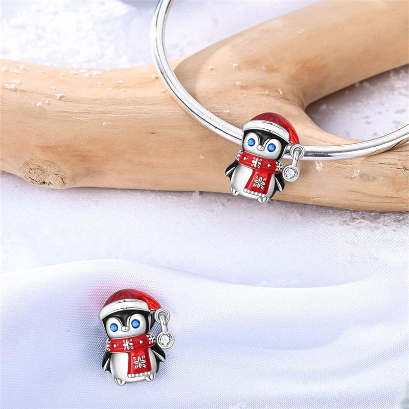 Charms Bead Copper Winter Series Snowman Elk Christmas Pendants Fit Bangle Bracelet Necklace Diy Jewelry
