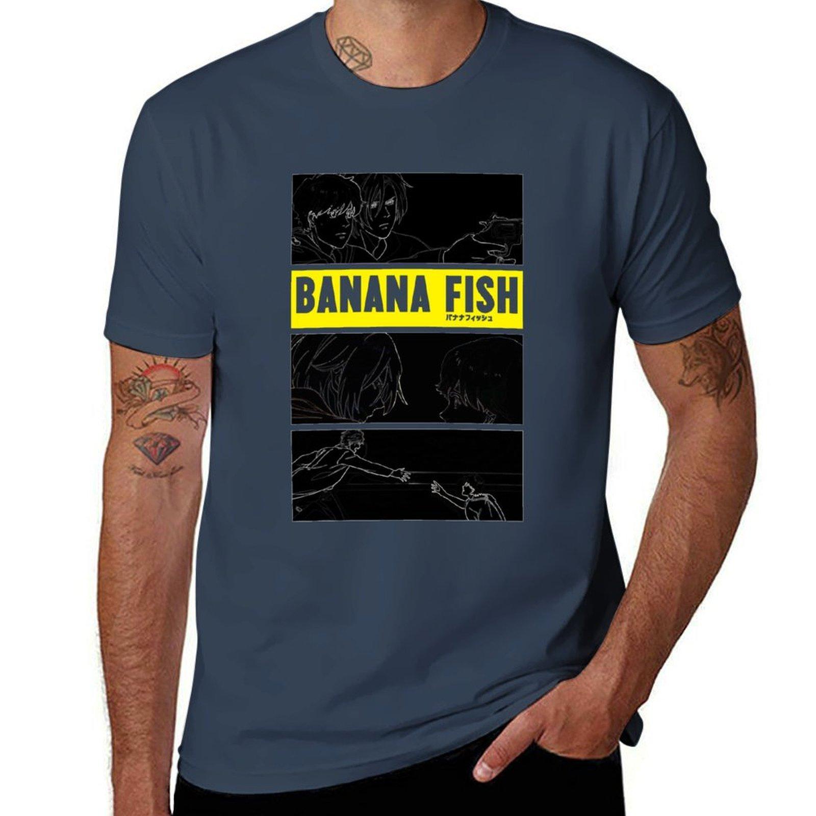 Banana Fish Snapshots On Dark Tshirt Plus Size Solid Color Tshirt S