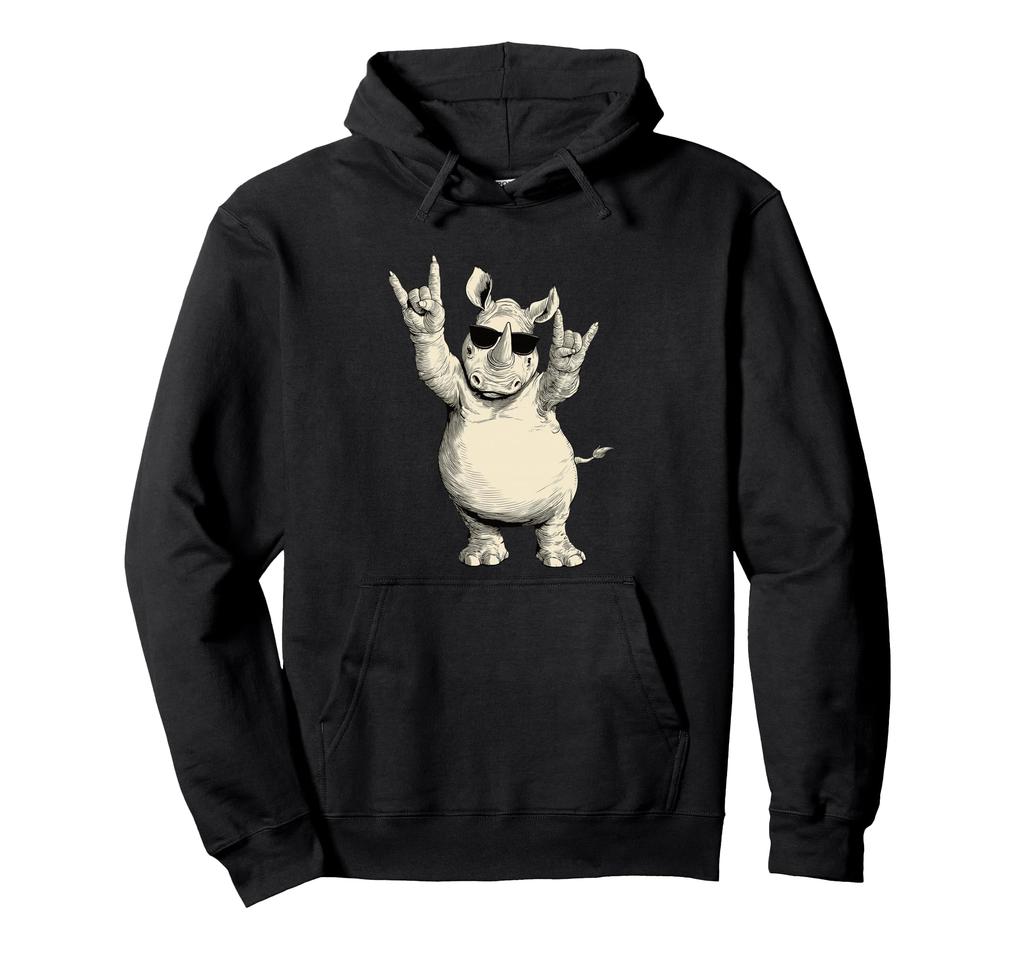 Rock On Rhino Sunglasses Music Hoodie