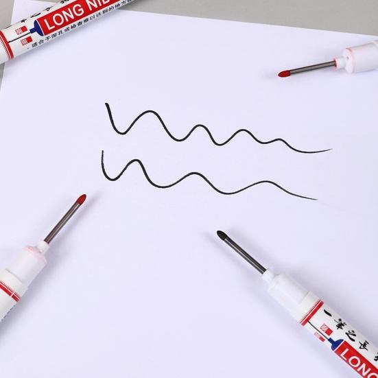 Extra-Long Tip Marker Pen Fine Line Woodworking Tile Metal Marker for Deep Hole & Plumbing Oil-Based