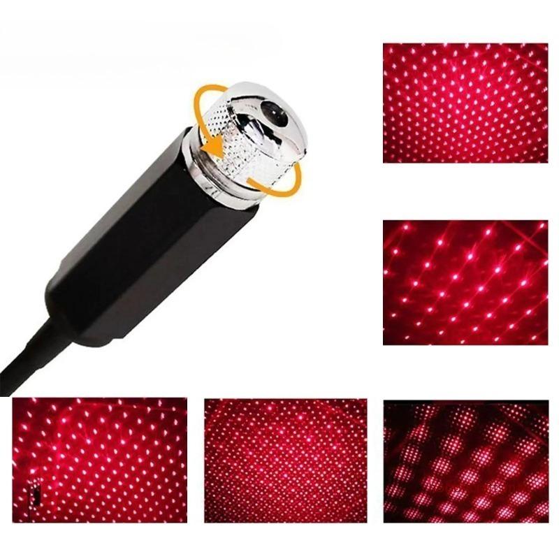 USB Star Projector Night Light LED Car Roof Starry Sky Atmosphere Lamp Portable Adjustable Decor for Auto Bedroom Party Ceiling