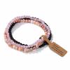 Braccialetti Elastici con Perline di Pietra Naturale da 4 mm (3 Pezzi) per Donna Uomo Agate Muschiate Quarzi Rosa Set di Braccialetti Elasticizzati con Etichetta Gioielli