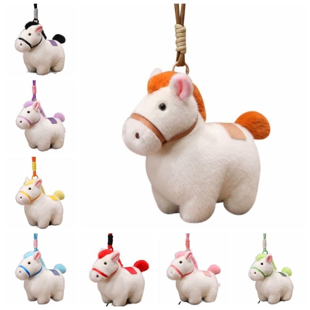 Animal Plush Horse Keychain Steed Doll Zodiac Pony Figurine Chinese New Year Gift Home Decoration