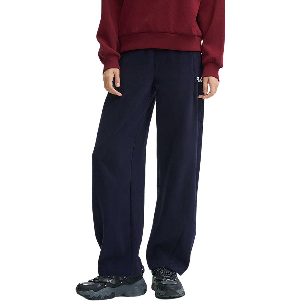 FILA Original Round Neck Fashion Pullover Sweatshirt Knit Simple Long Pants Casual Set Women sweatshirt, pants, set F11W449207F-WI+F11W449603F-NV