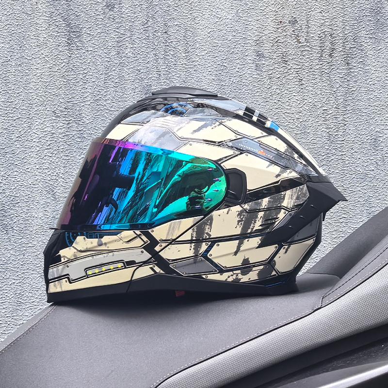 LVS motorcycle off-road helmet racing double lens flip open helmet DOT