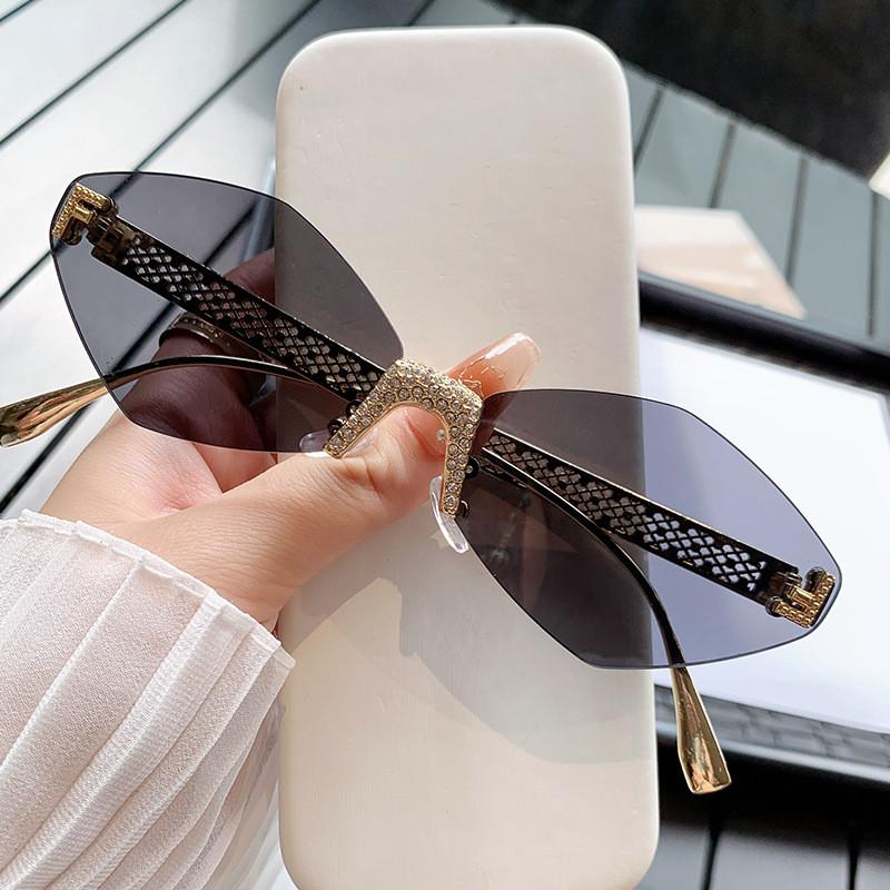 F Letter Fashion Frameless Sunglasses With Uv400 Protection For Street Style And Travel