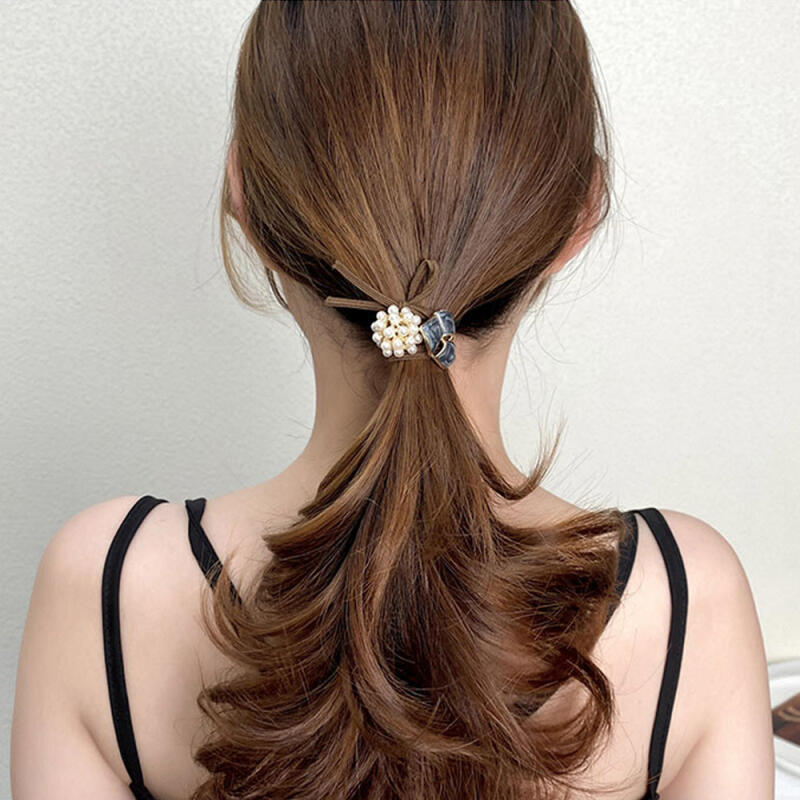 Enamel Marble Pearl Flower Hair Band 6P SET