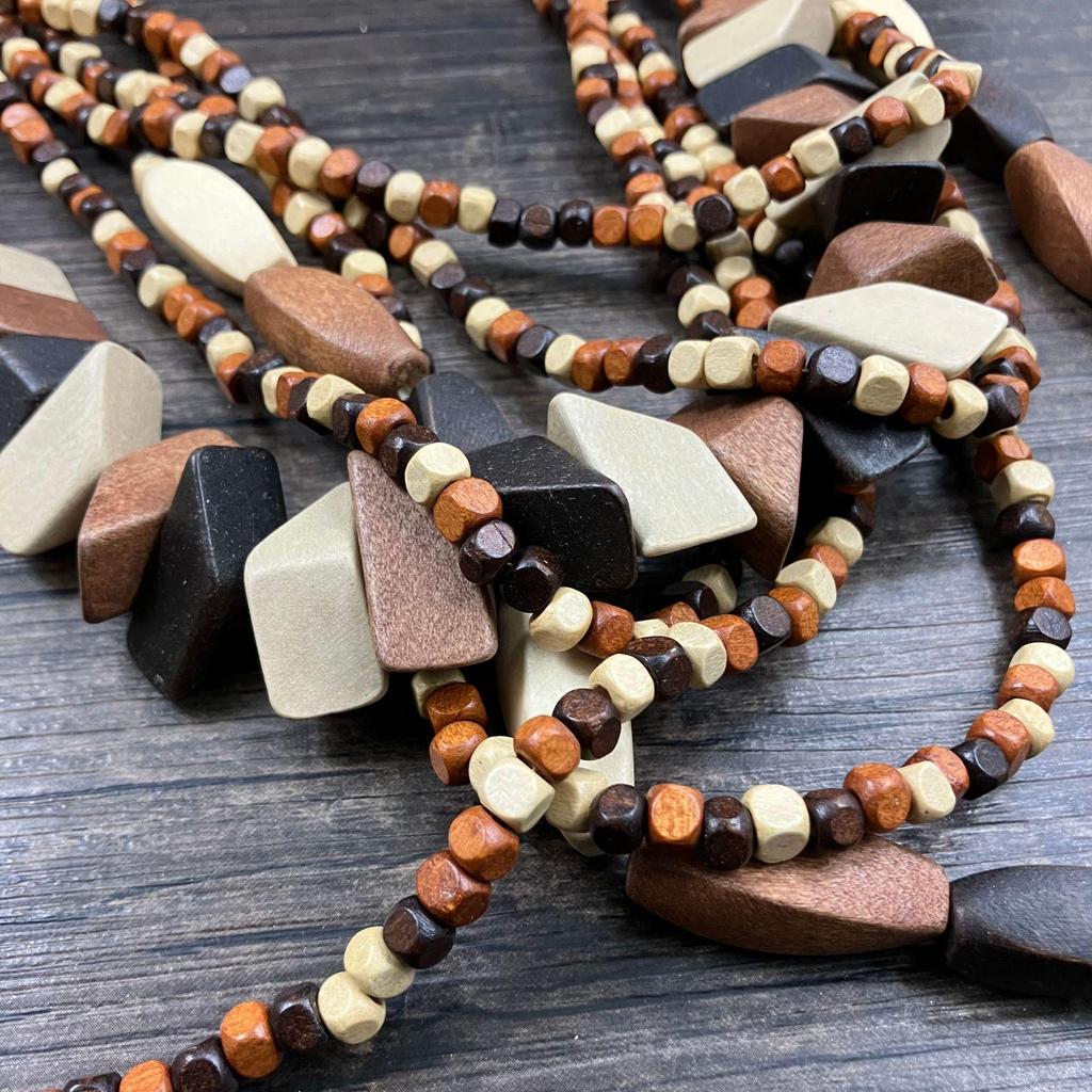 Ethnic Retro Wood Multi-layer Long Necklace