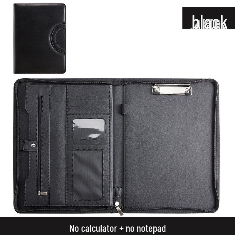 A4 Business Folder with Calculator and Zipper - Sales Manager's Document File Folder