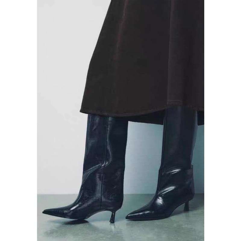 Fashion Autumn Winter Street Style Thin Low Heels Women Knee-High Boots Sexy Pointed Toe Casual Party Shoes Long Botas Mujer