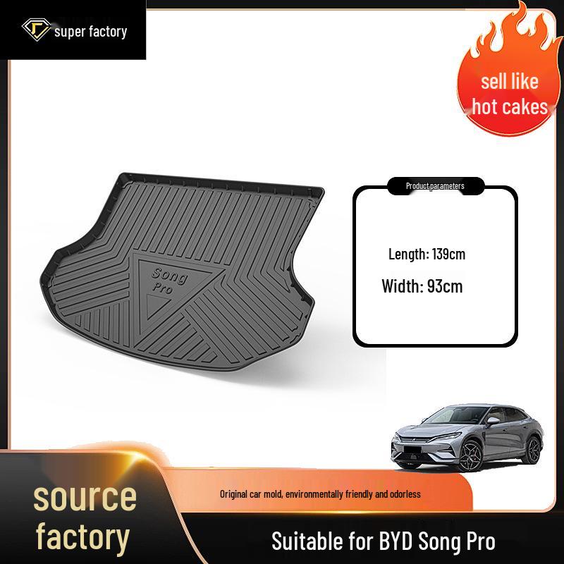 Tapete Impermeável e Resistente ao Desgaste para Porta-Malas de Modelos BYD Song 2016-2021 e Song PRO 2019-2025.