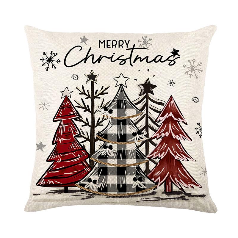 Christmas Sofa Decorative Cushion Cover Linen Printed Cushion Cover Home Living Room Bedroom Cushion