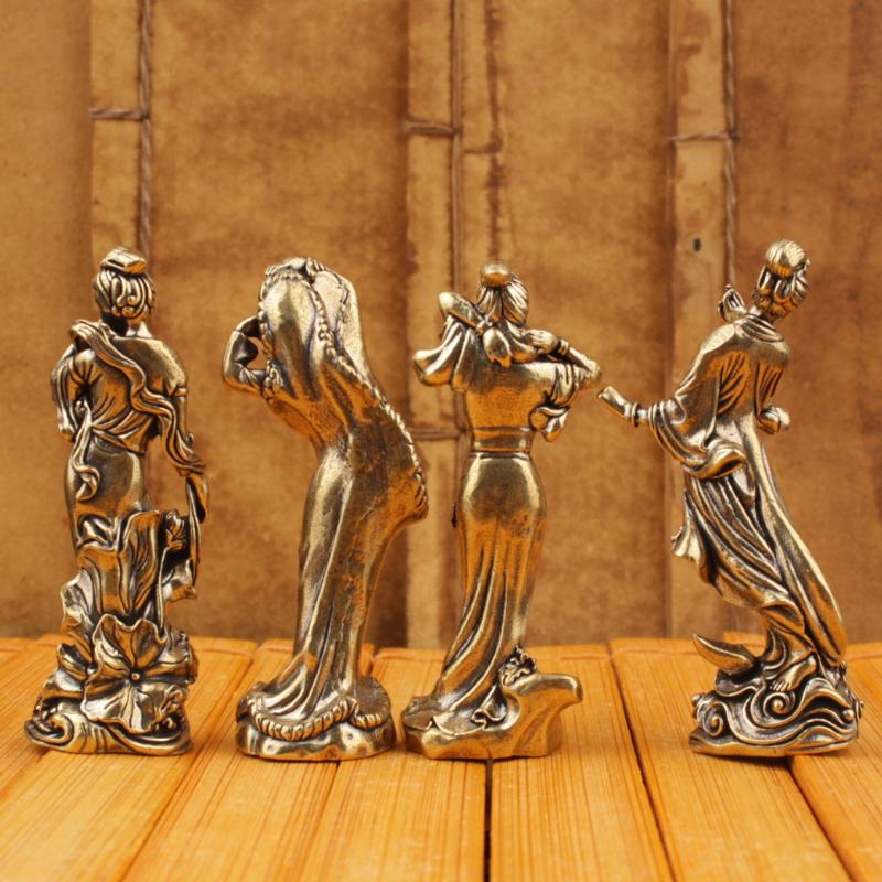 1Pc Brass Retro Beautiful Wizard Characters Figurines Brass Halloween Witch Small Statue Ornament Desktop Home Decoration Crafts