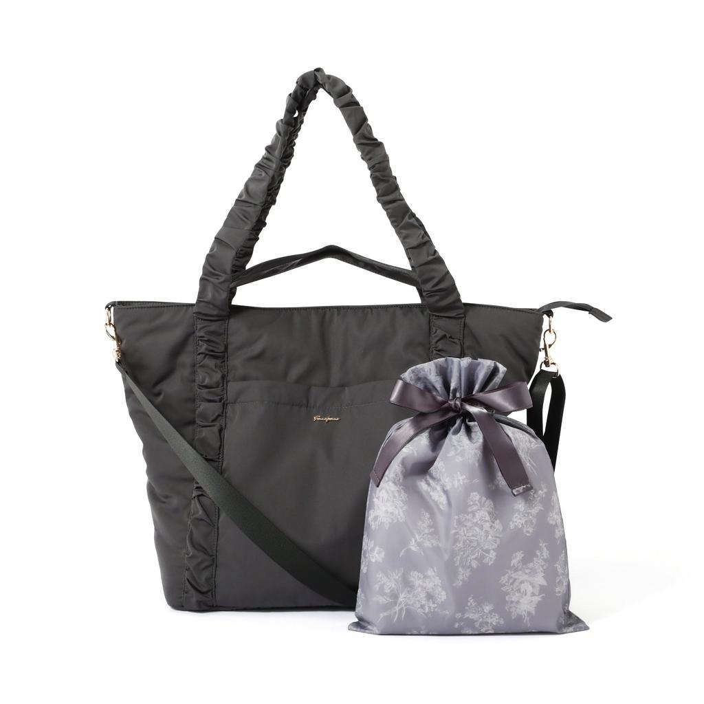 Francfranc Classic Flower Travel Bag, Dark Gray, Water-Repellent, Lightweight, Carry-On