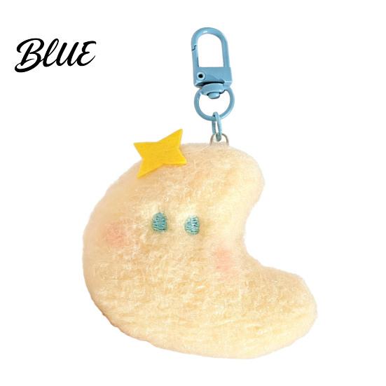 Mini Stuffed Pendants for Schoolbags Star Moon Plush Pendant, Cute Keychain Charm Soft Fabric Decorations with Blush Face Lobster Clasp, Pendant
