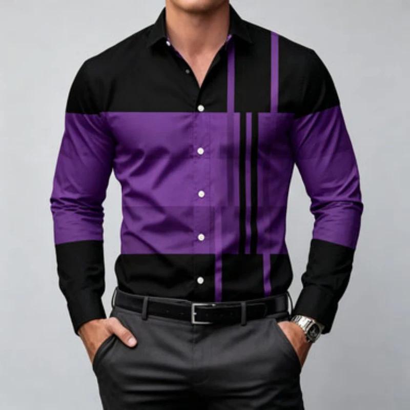 Geometric Pattern Long-sleeve Shirt, Stylish and Versatile for All Occasions.