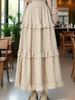 Women's 2026 A-Line Layered Velvet Umbrella Skirt with Elastic Waist - Mid-Length, In Stock