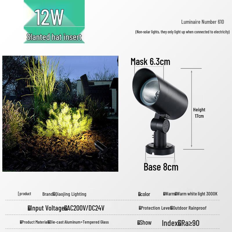Waterproof Outdoor LED Spotlight for Trees and Gardens - Landscape Lawn Light with Ground Stake, 24V Floodlight