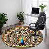 1pc Peacock Feather Office Round Area Rug, Under Office Chairs Bedroom Living Room Home Decor, Room Deco