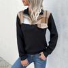 Women's Fashion Casual Plaid Print Spring Fall Long Sleeve POLO Neck Pullovers Long Sleeves