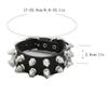 Pu Leather Studded Bracelet Punk Spike Rivets Cuff Metal Black Wristband Adjustable Cuff Bangle