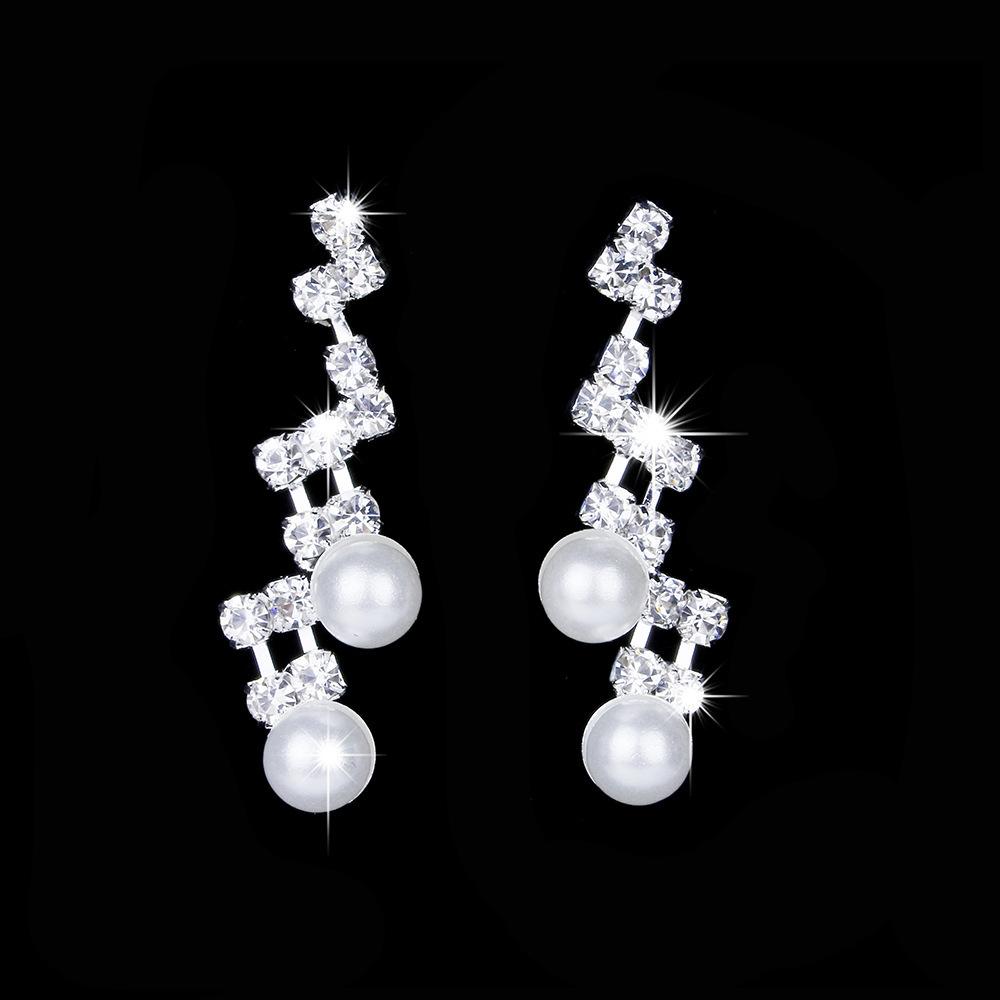 Hochzeit Silber Accessoires mit Perlen Krallenkette Ohrringe Halskette Set