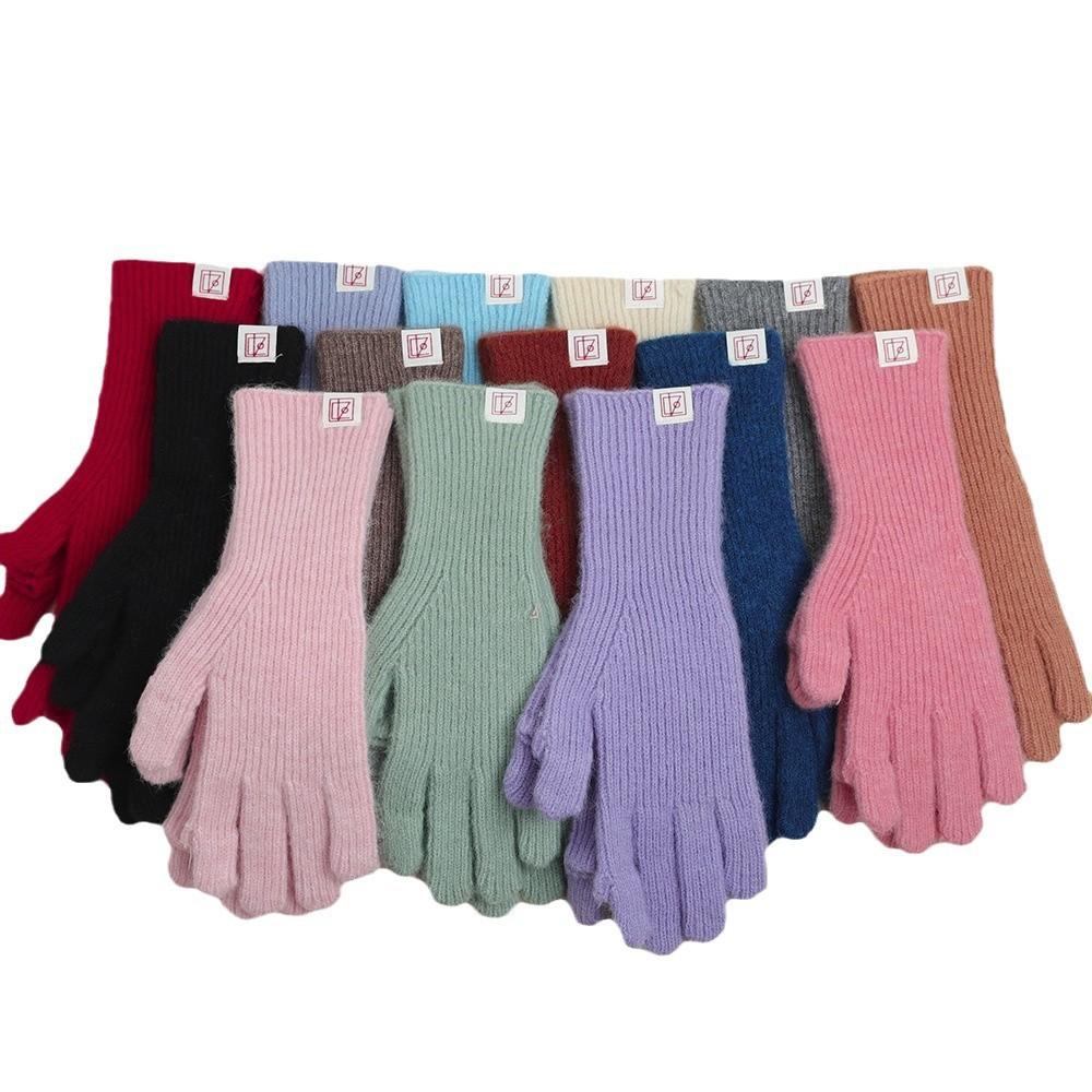 Gants d'Automne et d'Hiver en Laine Vierge pour Femmes En Hiver Doux Coréen Laine Étiquetée Tricotés Chauds et Froids Écran Tactile